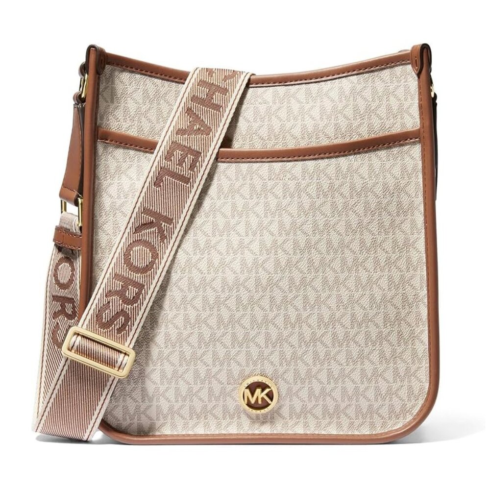 Michael Kors Luisa Large Signature Logo Messenger Bag - Vanilla - Picture 1 of 7